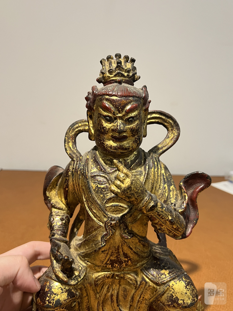 明 铜漆金天王像 - 图3